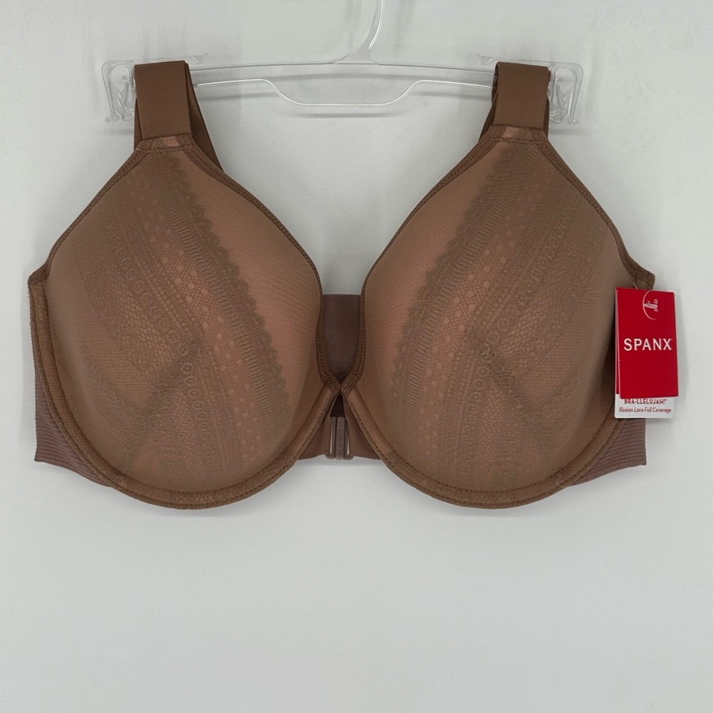 Used Spanx BRA-LLELUJAH Illusion Lace Full Coverage Bra Café Vintage Rose